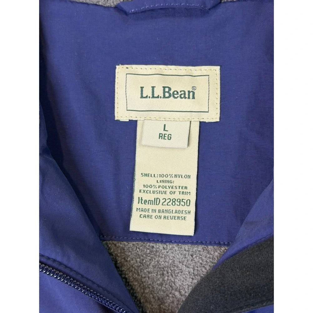 L.L. Bean Full Zip Fleece‎ Lined Vest Womens Large Blue Excellent 228950